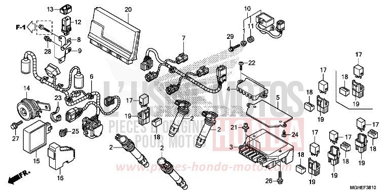 SUB HARNESS for VFR1200X Dual Clutch CANDY PROMINENCE RED (R342) from 2014